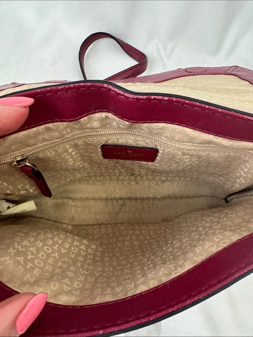 Kate Spade New York Allen Street Neil crossbody bag, burgundy pebbled leather